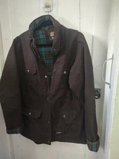 Women's Berne Gray Canvas Flannel-lined Hooded Barn Work Coat WCH65TNM - XL