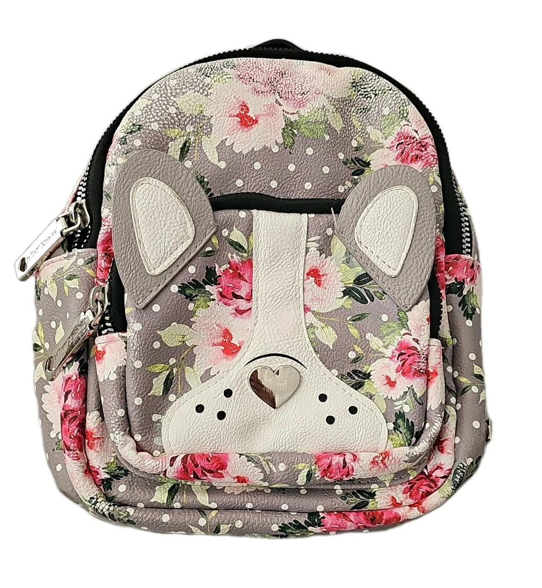 Love Betsy by Betsey Johnson gray quilted bucket style backpack drawstring top Luv Betsey Johnson Bag, Quilted Backpack w/ Chain - Soft  main image 3