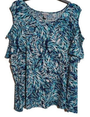 Womens Catherine s Short Sleeve Colorful Floral Shirt Top Plus Size 4X 30/32