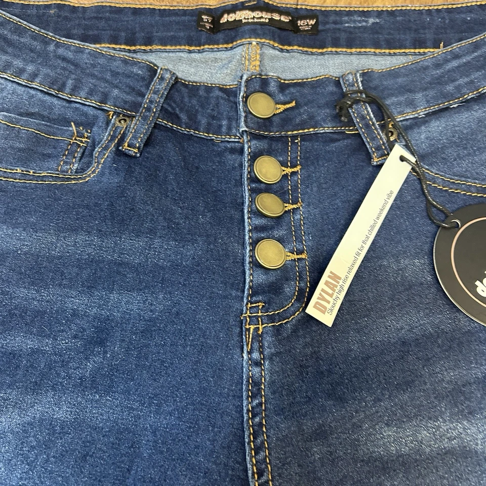 Nuevos Pantalones Cortos de Denim Casa de Muñecas Novio Para Mujer 16w Plus Azul Bolsillos Envejecidos Foto 2 de 4