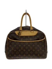 LOUIS VUITTON Boston bag leather Brown full pattern Trouville Used