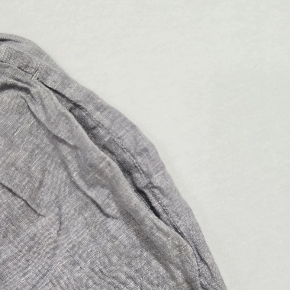 Shorts de linho James Perse perna larga tamanho 2 bolsos cinza cintura elástica padrão - Imagem 3 de 4