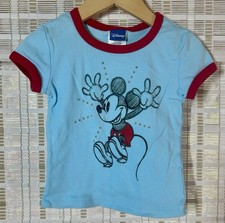 Rare Vintage Disney Mickey Mouse Sketch Toddler T-Shirt Baby Blue Size XS 4/5 