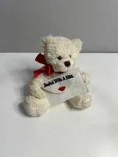Gund Cream Teddy Bear Orig Plushland Heart Box Kiss Gift Pouch Stuffed Animal