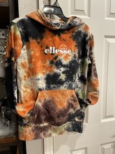 Ellesse Cherry Woman s Tie Dye Pullover 100 Cotton Hoodie Size 6 Orange Black