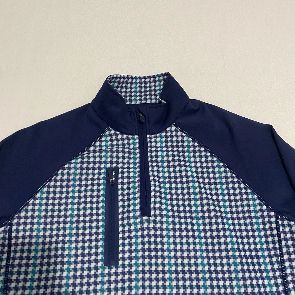 Мужской пуловер Bobby Jones на молнии 1/4 средний синий геометрический эластичный фитиль для гольфа X-H2O - Изображение 3 из 4