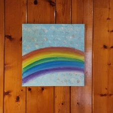 "RAINBOW BRIDGE" 20 X 20 in. by Katherine Kabay  Expressionism Acrylic Mounted