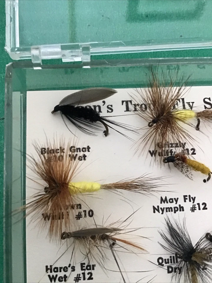 Vintage L.L. Selección de mosca de trucha Bean Freeport Maine en estuche aparejo de pesca sin usar Foto 3 de 4