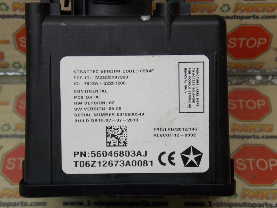 Dodge Dart 2013-2016 módulo de encendido con llave 56046803aj OEM Foto 2 de 4