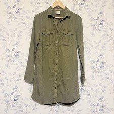 H&M Olive Woven Long Sleeve  Shirt Dress With Chest Pocket Size 4