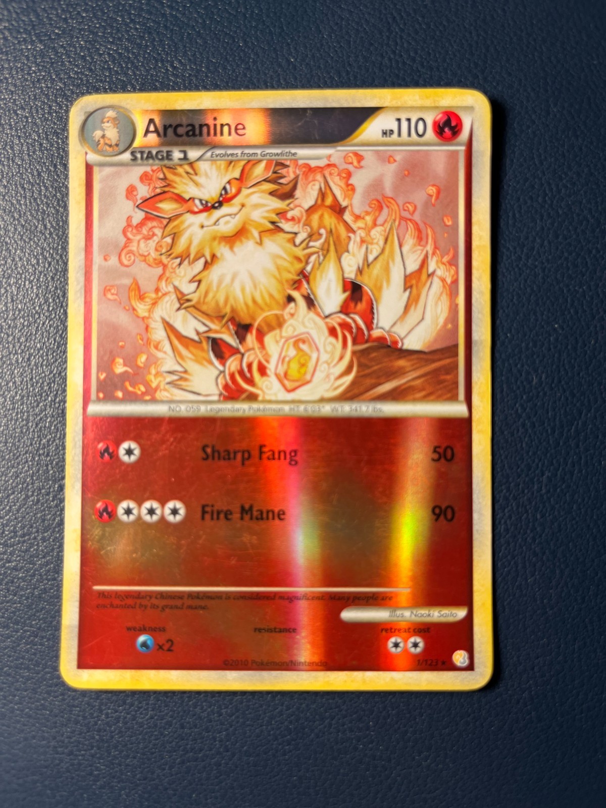 Pokémon TCG - Arcanine 1/123 Heartgold & Soulsilver Reverse Holo - LP