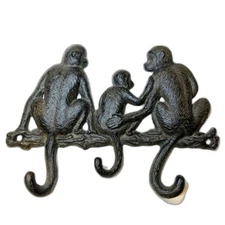 Monkey Coat/Key Hanger Cast Metal 8"L x 5 5/8"H x 1"W 