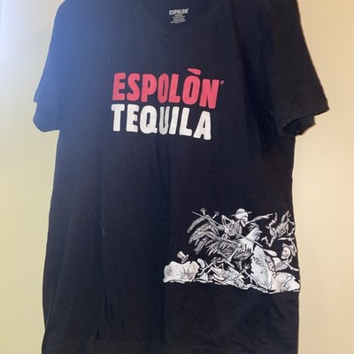 ESPOLON Mens TEQUILA & SKELETONS T-Shirt Black Day Of The Dead