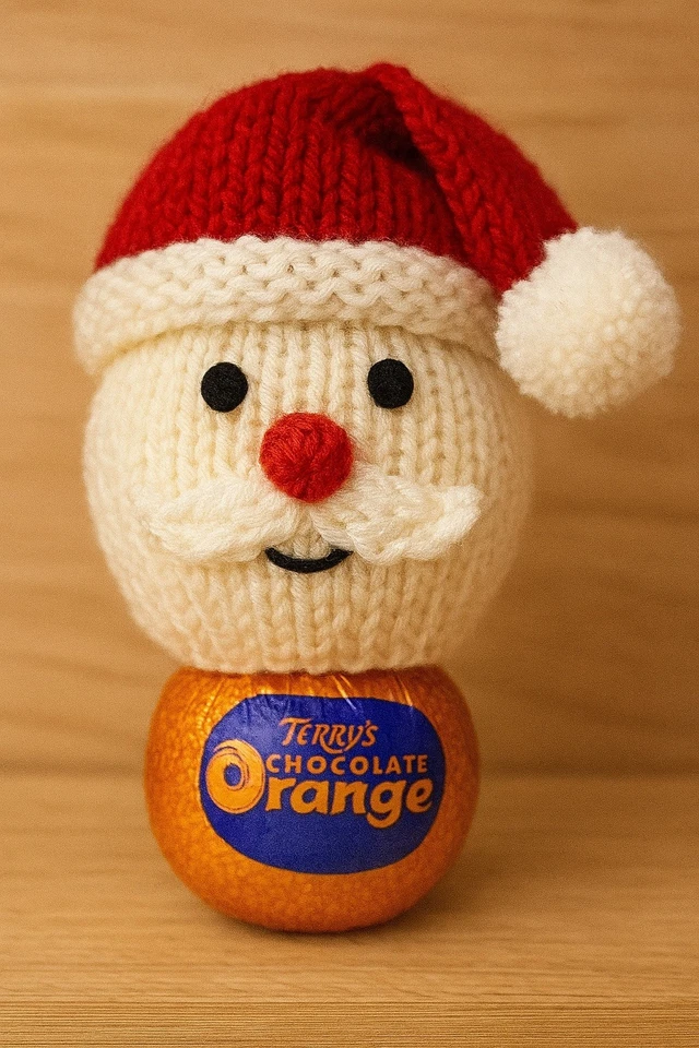Knitting Pattern Santa Claus Chocolate Orange Cover For Father Christmas Gift