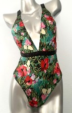 Victoria's Secret Tropical Floral Shine Bling Plunge One Piece Swimsuit Swim XS