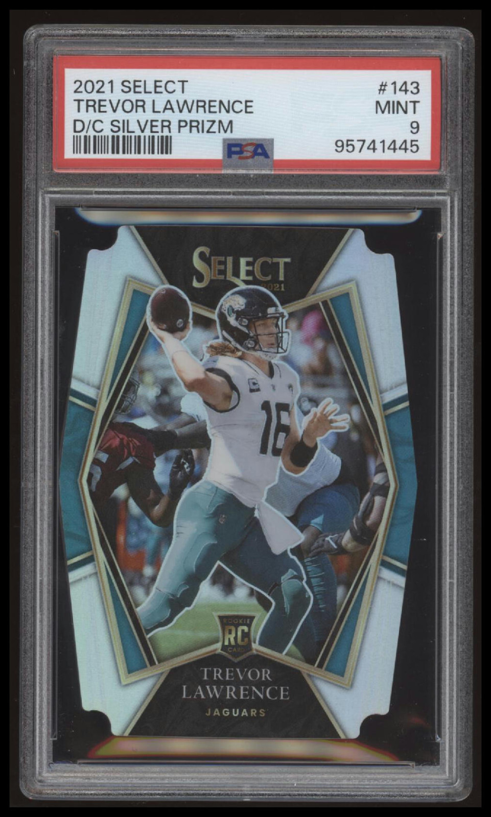 2021 Panini Select Premier Level Silver Prizm Die-Cut #143 Trevor Lawrence PSA 9