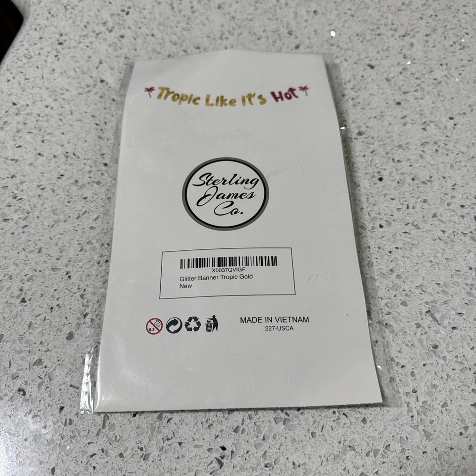 Tropic Like It’s Hot Luau Themed Glitter Banner New in Package - Image 3 of 3