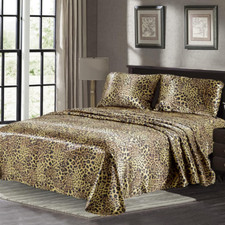 Satin Sheets King 4PC Set Luxury Silky Bed Sheets Soft Deep Pocket Wrinkle-Free