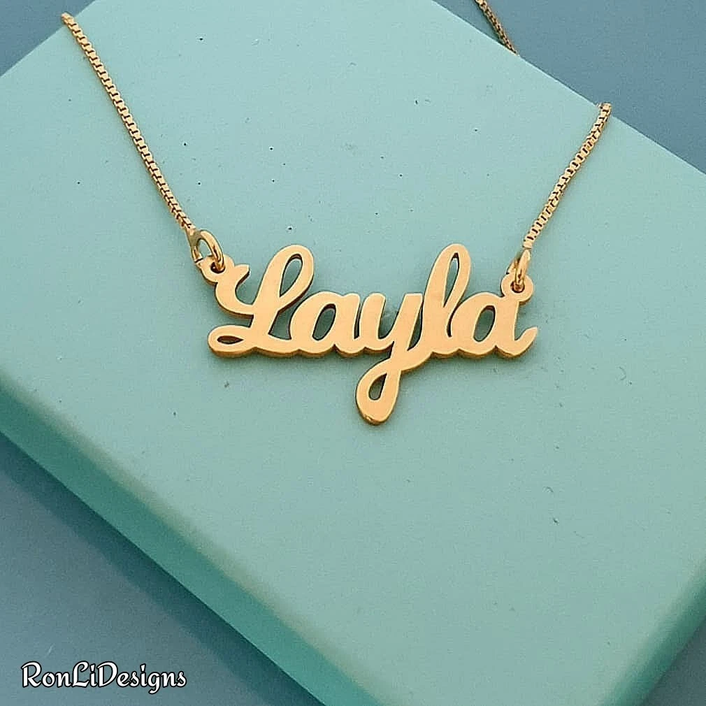Name Necklace 14k Solid Gold Nicole Syle ORDER ANY NAME max 6