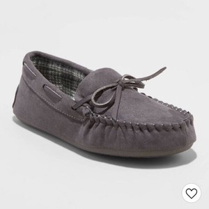 gray moccasin slippers