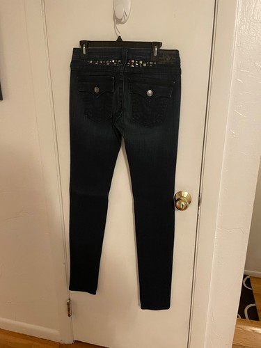Women's TRUE RELIGION Jeans Size 28 Dark Blue Skinny Julie Studs - Picture 5 of 9
