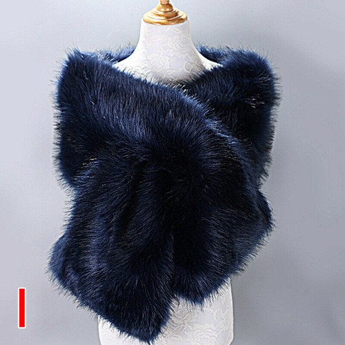Women Faux Fur Shawl Wedding Shawl Feast Party Wrap Shrug Scarf Evening Coat - Picture 9 of 22