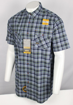 Ariat Work Men's Rebar Button Shirt Made Tough Short Sleeve Blue Indigo 10048891