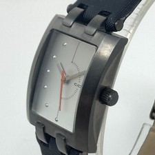 Code Women's Tank Watch 21mm Gunmetal Gray 50M WR Black Band New Battery 6.75"