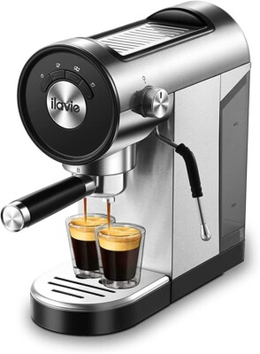 ILAVIE Espresso Coffee Machine with Steamer, 20 Bar Espresso 