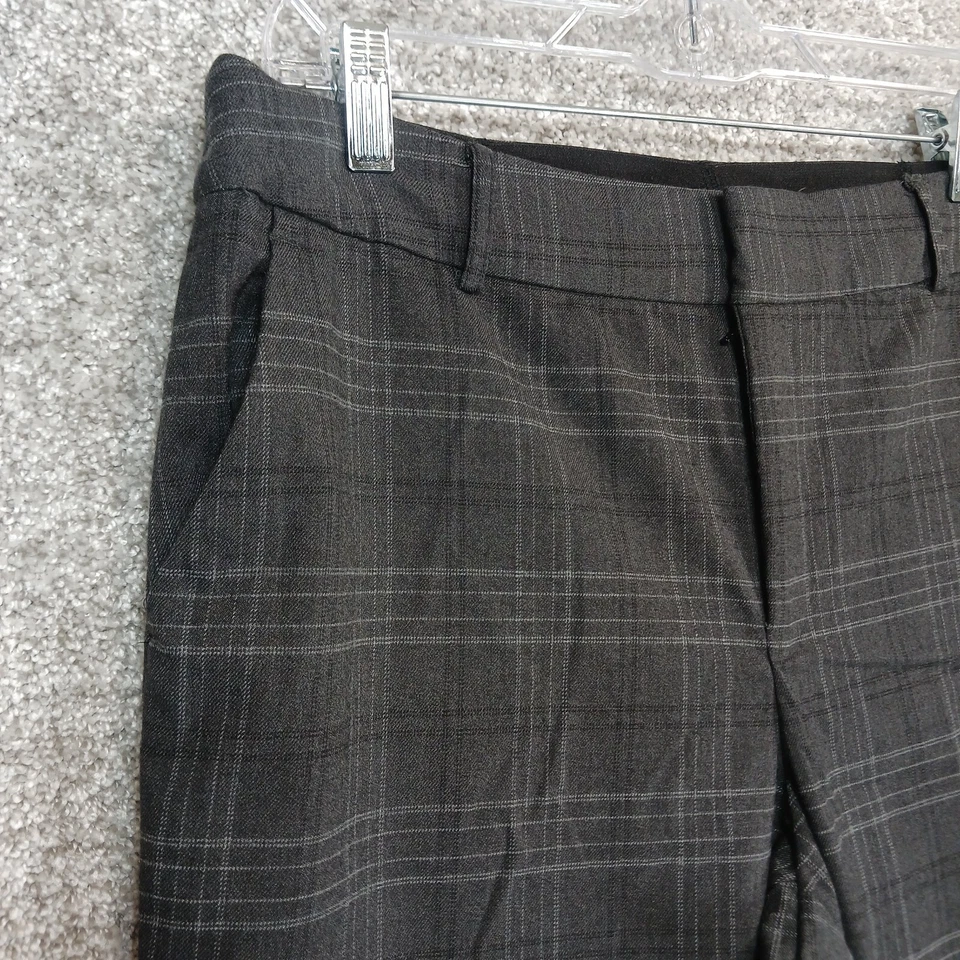 Pantalones Nine West para mujer 12 grises a cuadros apenas corte bota tiro alto gancho y cierre de ojos Foto 2 de 4