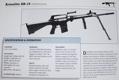 Armalite AR Machine Gun Picture Out of Print Spec Sheet Article Decor   