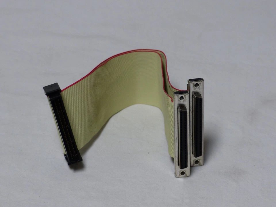 Yellow Flat Cable SCSI 68-PIN INTERNAL TO 2X-EXTERNAL SPLITTER STACK 61-2219-21 - Image 2 of 2