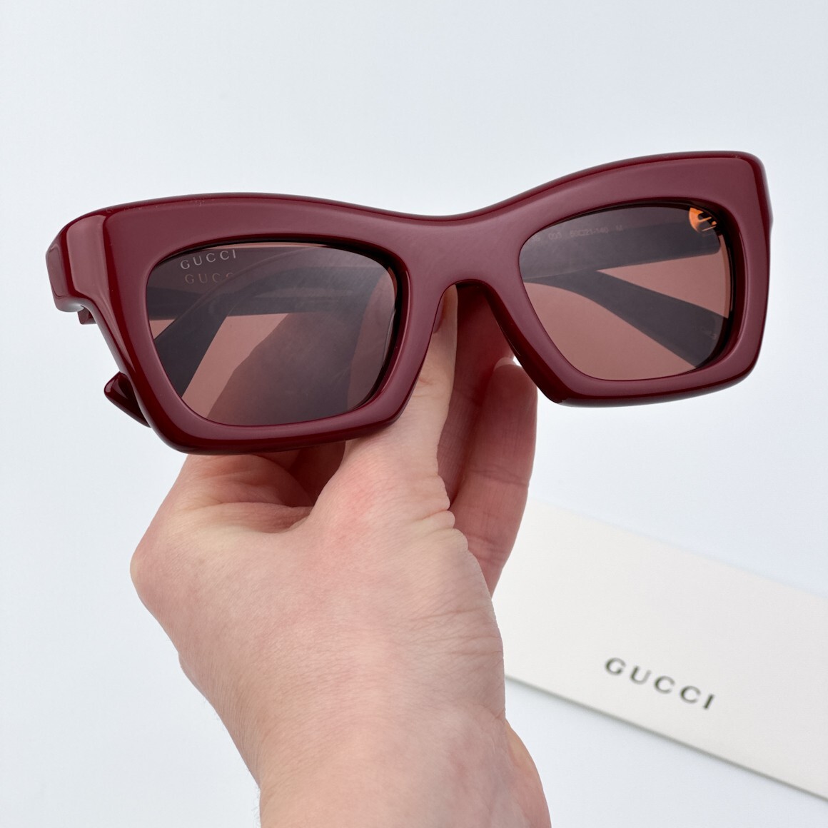 Gucci Women AUTHENTIC Sunglasses Burgundy Brown Cat Eye  display picture 1