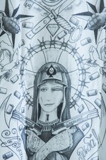 HAPPINESS+TSHIRT+BIANCA+NICOLAI LILIN+TG.L+DONNA+NEW+TATTOO+EDUCAZIONE SIBERIANA