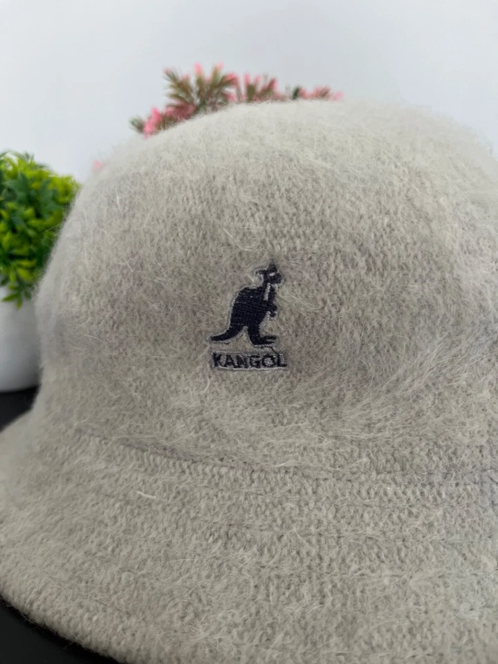 KANGOL Vintage Unisex Gris Angora Raro Sherpa Panamá Sombrero Cubo Talla Única Foto 3 de 4