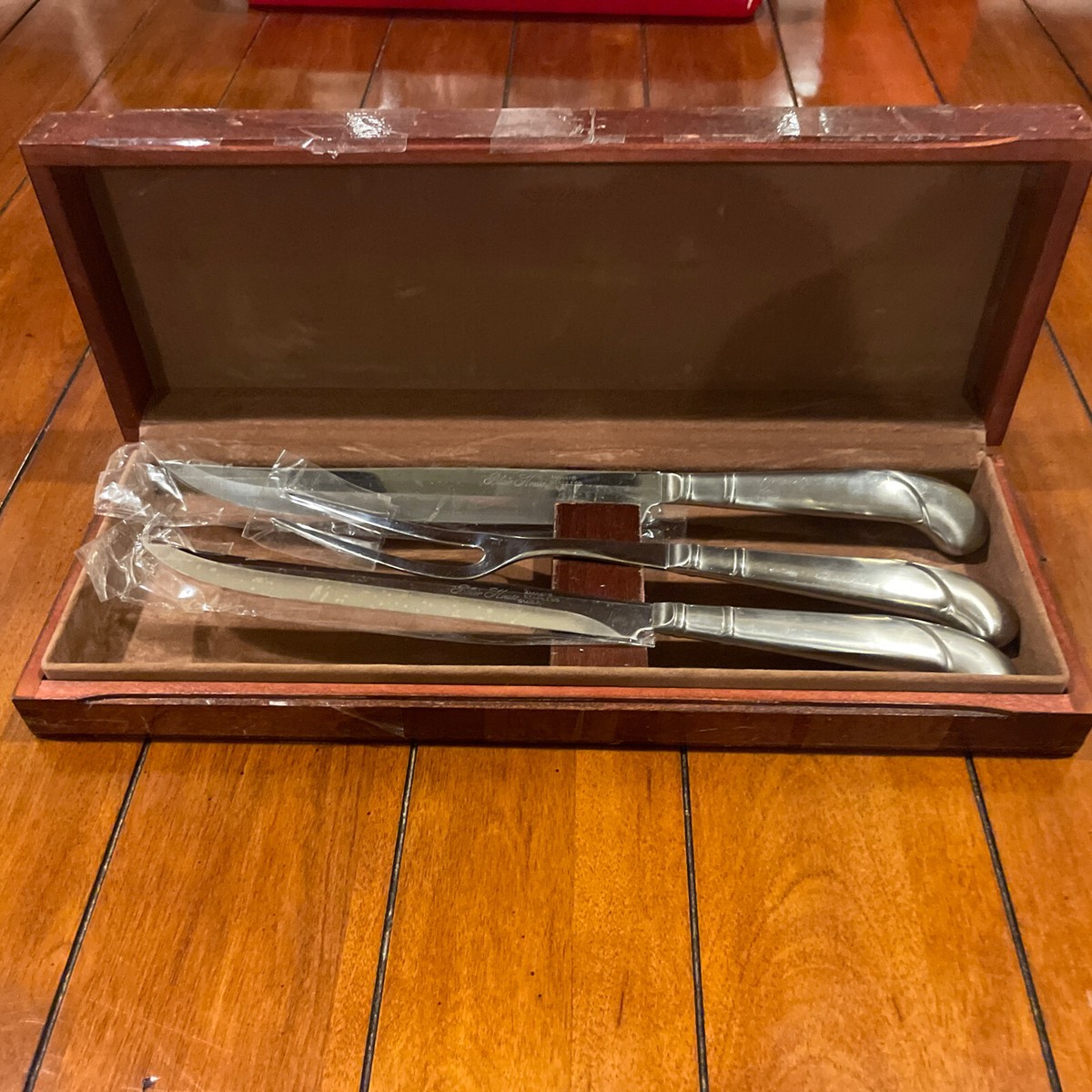 Amway Blair House carving set- Stainless Steel IN WOOD BOX VTG