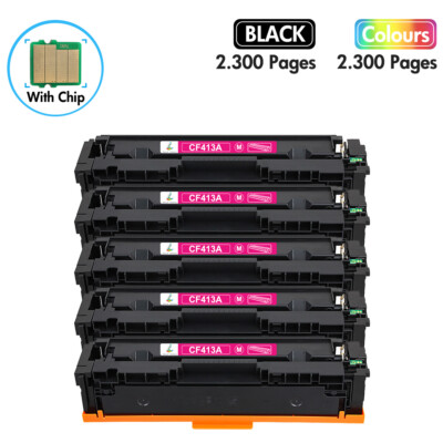 5PK CF413A Toner Cartridge Fits for HP LaserJet Pro MFP M477fdn M477fdw Printer
