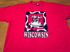 VTG ~Wiscowsin ~ SZ XL Raspberry Screen Stars Best T-Shirt True Vintage EUC Nice