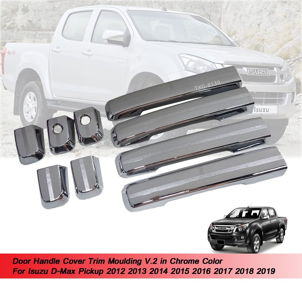Garniture Couvercle Poignée De Porte Noire Pour Isuzu Dmax - Modèle 2020 - Neuf Sous Blister