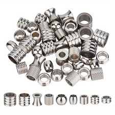 1box 54pcs 9 style 201  304 Stainless Steel Beads Large Hole Beads Column