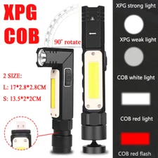 USB Rechargeable Magnetic Work Light Flashlight LED COB Torch Headlight Camping