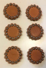 6 RUSSET LISTEW PRZYPODŁOGOWYCH SKÓRZANE ROZETY / KONCHO-NIKLOWE PLAMY-1,5"-OLEJ LUB BARWNIK DO DOPASOWANIA