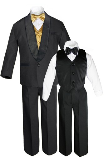 7pcs Boy Satin Shawl Lapel Suits Tuxedo choose color Vest Sets Outfits S-8 - Picture 35 of 50