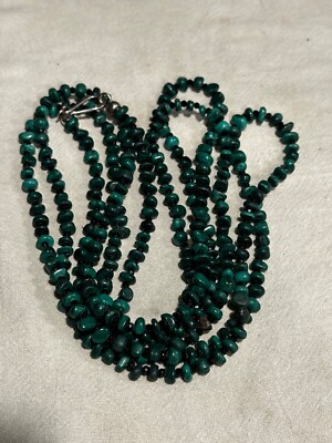 Jay King Mine Finds DTR 925 Green Malachite Black Spinel Chip Bead 60'' Necklace