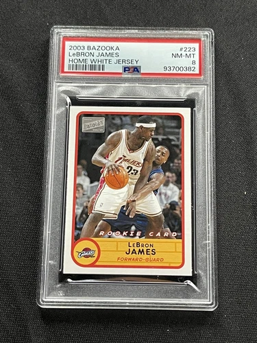 Lebron James 2003 Bazooka Mini Home White Jersey Rookie Card #223 • Graded PSA 8