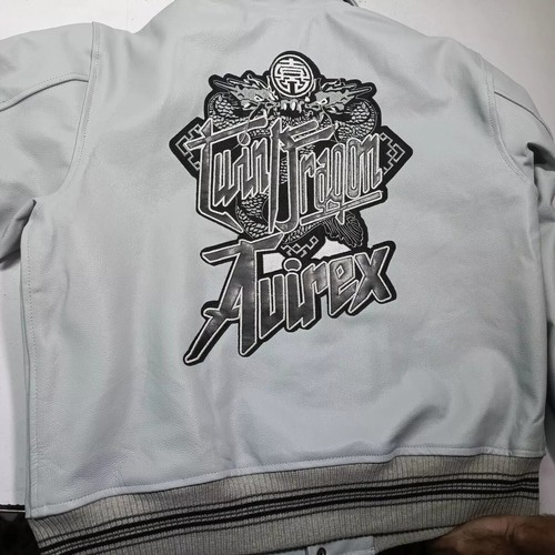 Chaqueta de bombardero de cuero de vaca genuino Avirex para hombre Chaqueta de cuero estadounidense de vuelo - Imagen 4 de 8