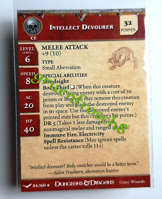  INTELLECT DEVOURER  54 U  UNHALLOWED  DUNGEONS & DRAGONS MINIATURES GAMES CARD