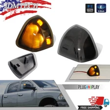 For Dodge Ram 1500 2500 3500 Amber LED Side Mirror Turn Signal Lights Smoked Set