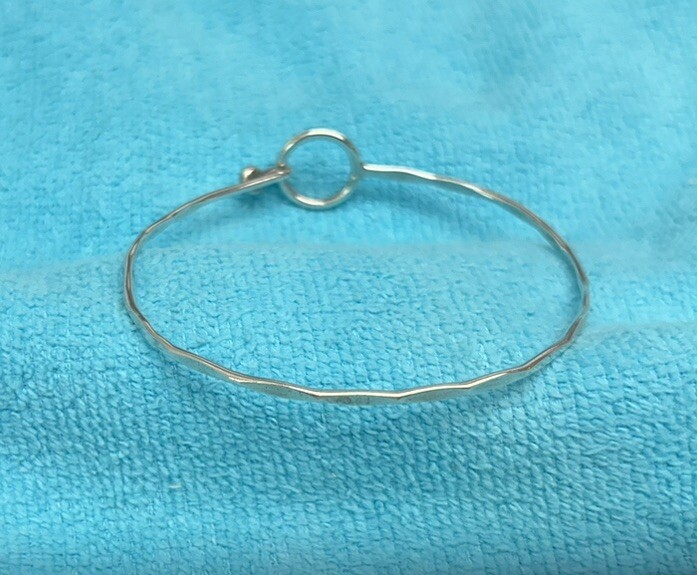 HOOK CLASP BANGLE BRACELET WAVE DESIGN STERLING S… - image 3