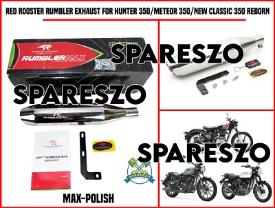 ''Red Rooster Rumbler Max Polish Exhaust'' for R.E Hunter /New Classic /Meteor 350